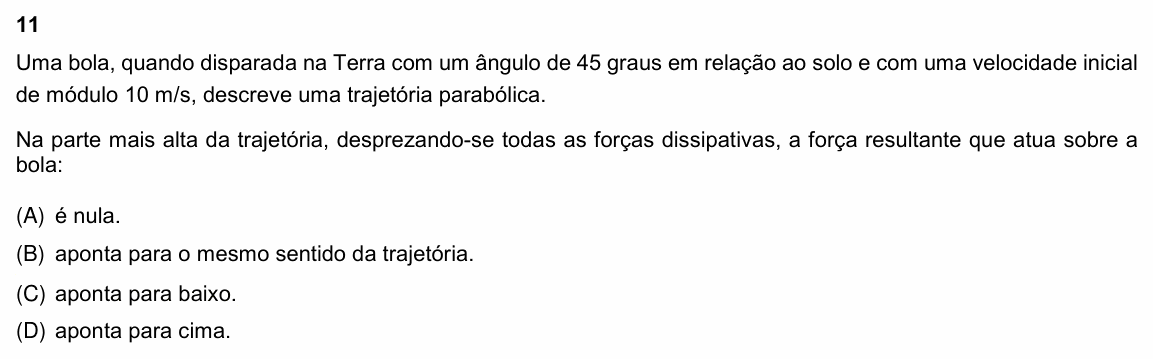 Enunciado da questão 11 de Física do PUC-Rio 2022 (Grupos 2, 4 e 5)