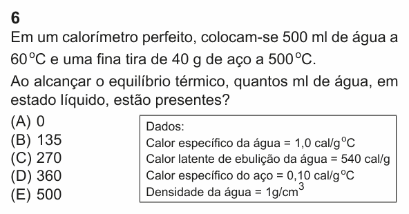 Enunciado da questão 6 de Física do PUC-Rio 2023 (Grupo 1)