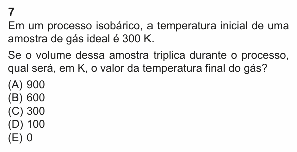 Enunciado da questão 7 de Física do PUC-Rio 2023 (Grupo 1)