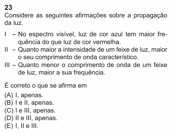 Enunciado da questão 23 de Física do PUC-Rio 2023 (Grupo 2)