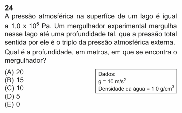 Enunciado da questão 24 de Física do PUC-Rio 2023 (Grupo 2)