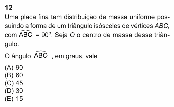 Enunciado da questão 12 de Física do PUC-Rio 2023 (Grupo 3)