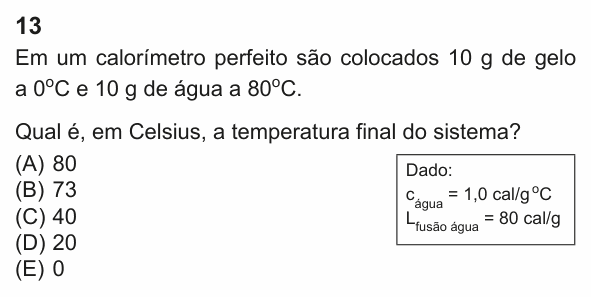 Enunciado da questão 13 de Física do PUC-Rio 2023 (Grupo 3)