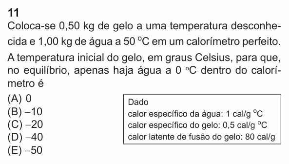 Enunciado da questão 11 de Física do PUC-Rio 2024 (Grupo 1)