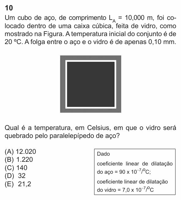 Enunciado da questão 10 de Física do PUC-Rio 2024 (Grupo 3)