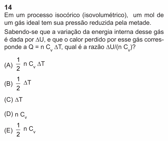 Enunciado da questão 14 de Física do PUC-Rio 2024 (Grupo 3)