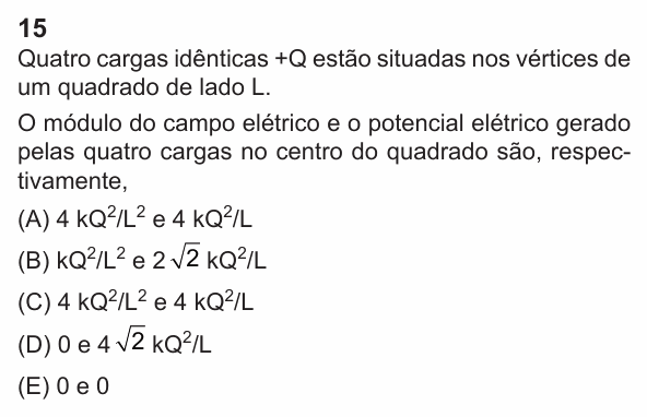 Enunciado da questão 15 de Física do PUC-Rio 2024 (Grupo 3)