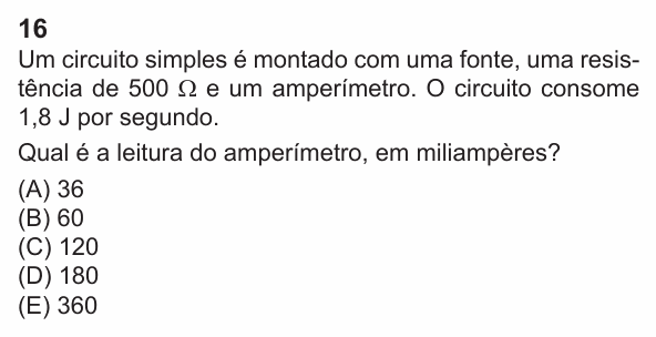 Enunciado da questão 16 de Física do PUC-Rio 2024 (Grupo 3)