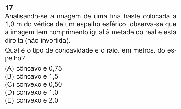 Enunciado da questão 17 de Física do PUC-Rio 2024 (Grupo 3)