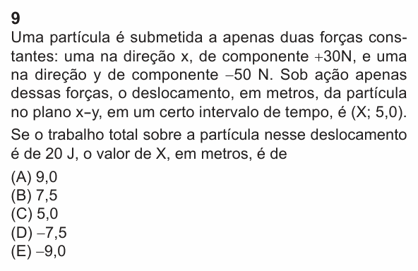 Enunciado da questão 9 de Física do PUC-Rio 2024 (Grupo 3)