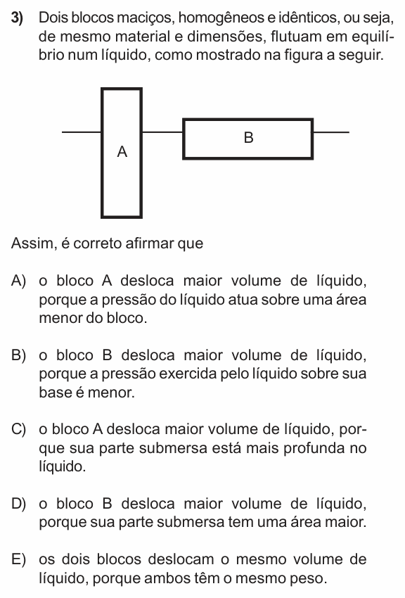 Enunciado da questão 3 de Física do PUC-RS 2011 (inverno)