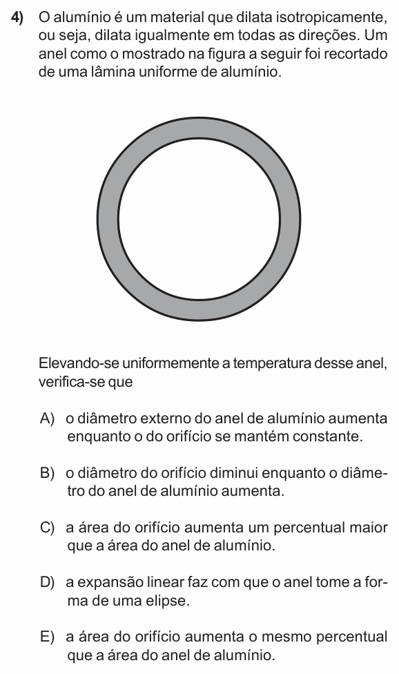 Enunciado da questão 4 de Física do PUC-RS 2011 (inverno)