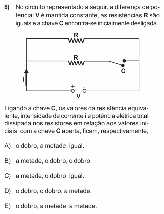 Enunciado da questão 8 de Física do PUC-RS 2011 (inverno)