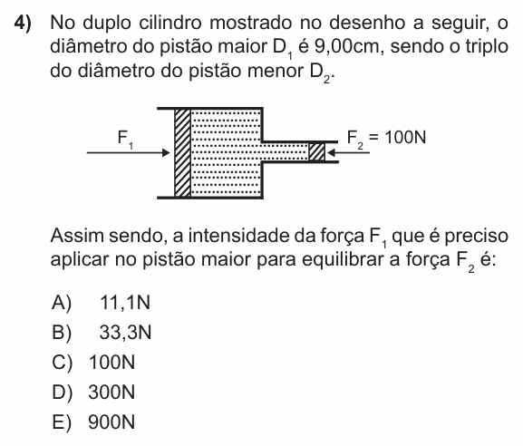 Enunciado da questão 4 de Física do PUC-RS 2012