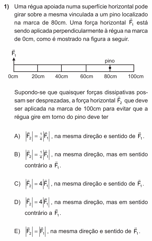 Enunciado da questão 1 de Física do PUC-RS 2012 (inverno)