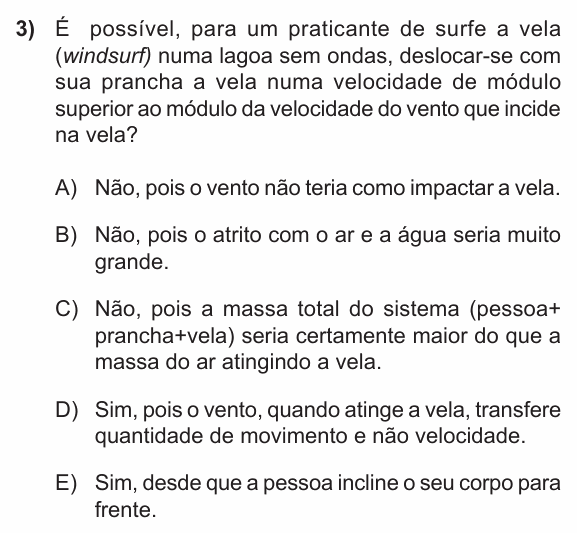 Enunciado da questão 3 de Física do PUC-RS 2012 (inverno)