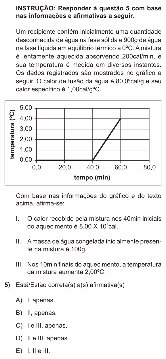 Enunciado da questão 5 de Física do PUC-RS 2012 (inverno)