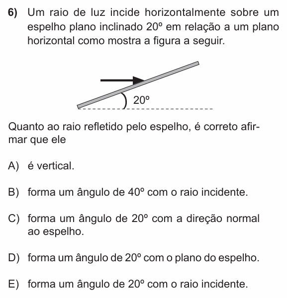 Enunciado da questão 6 de Física do PUC-RS 2012 (inverno)