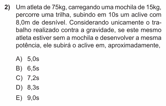 Enunciado da questão 2 de Física do PUC-RS 2013 (inverno)