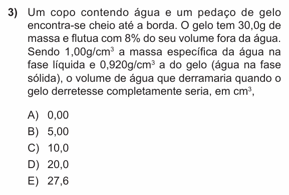 Enunciado da questão 3 de Física do PUC-RS 2013 (inverno)
