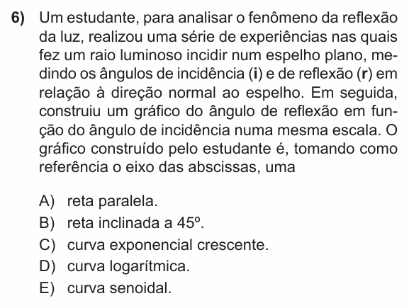 Enunciado da questão 6 de Física do PUC-RS 2013 (inverno)