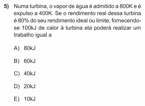 Enunciado da questão 5 de Física do PUC-RS 2014