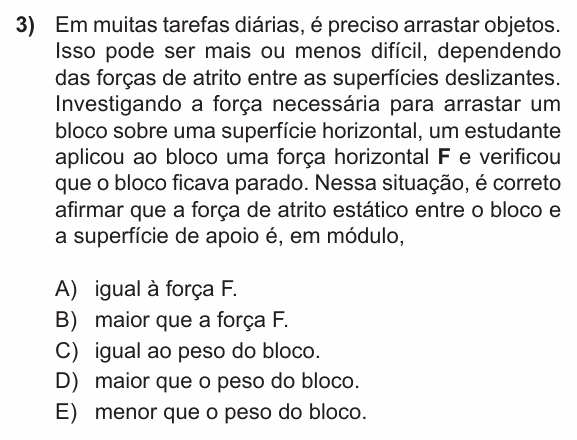 Enunciado da questão 3 de Física do PUC-RS 2014 (inverno)