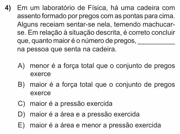 Enunciado da questão 4 de Física do PUC-RS 2014 (inverno)