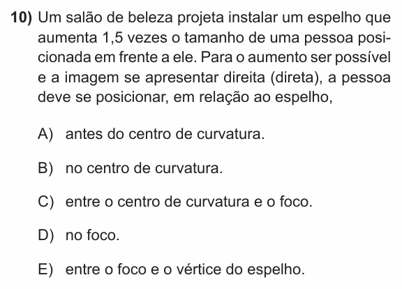 Enunciado da questão 10 de Física do PUC-RS 2015
