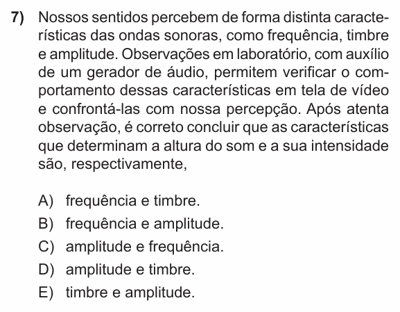 Enunciado da questão 7 de Física do PUC-RS 2015