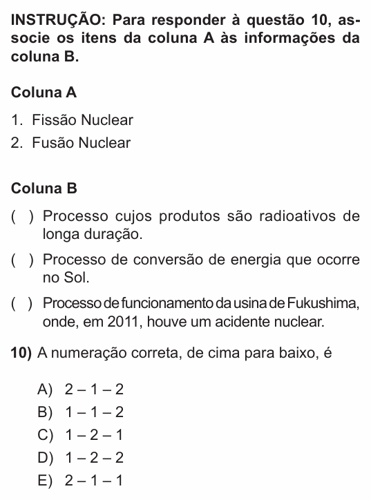Enunciado da questão 10 de Física do PUC-RS 2015 (inverno)