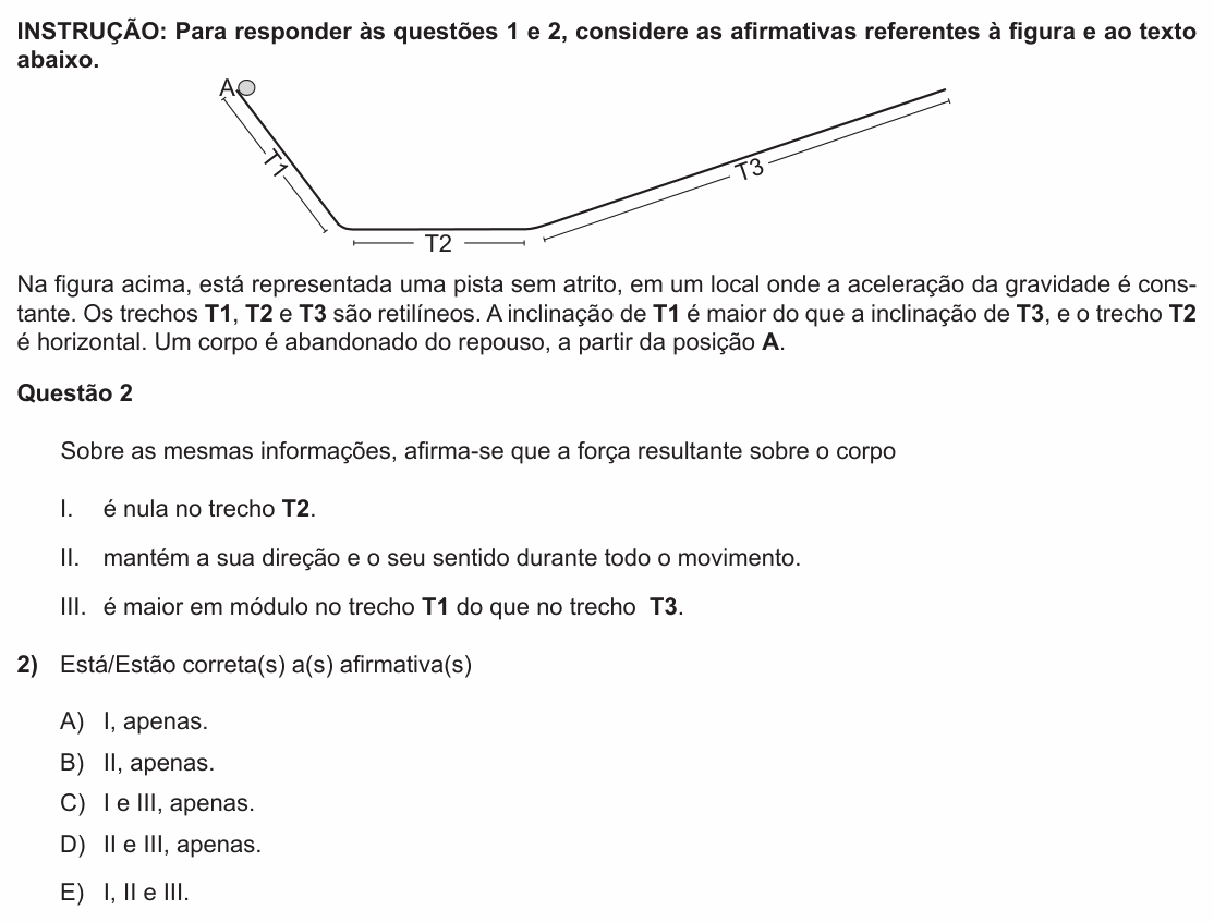 Enunciado da questão 2 de Física do PUC-RS 2015 (inverno)