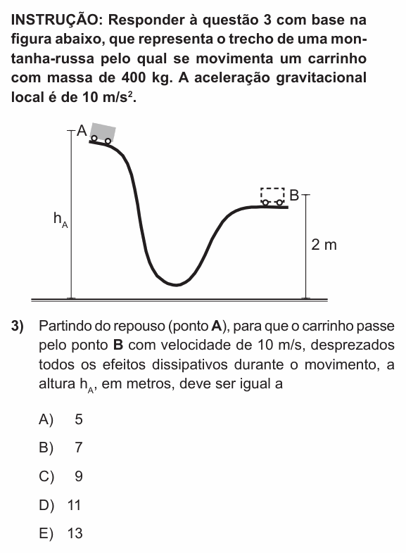 Enunciado da questão 3 de Física do PUC-RS 2015 (inverno)