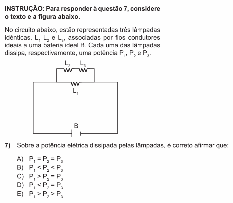 Enunciado da questão 7 de Física do PUC-RS 2015 (inverno)