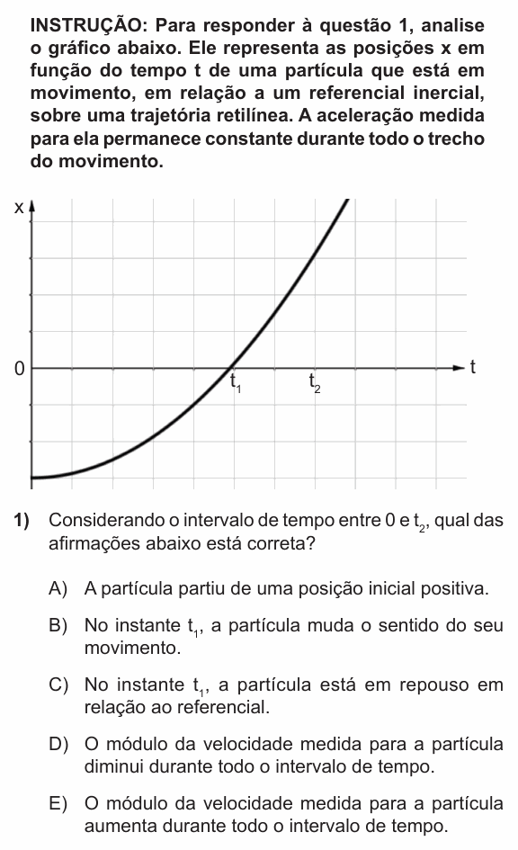 Enunciado da questão 1 de Física do PUC-RS 2016