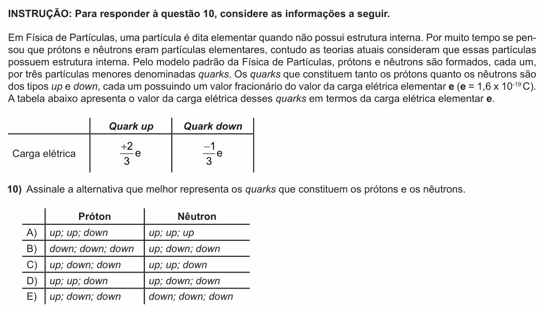 Enunciado da questão 10 de Física do PUC-RS 2016
