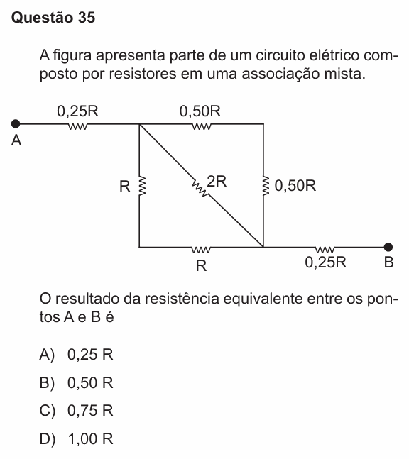 Enunciado da questão 35 de Física do PUC-RS 2020