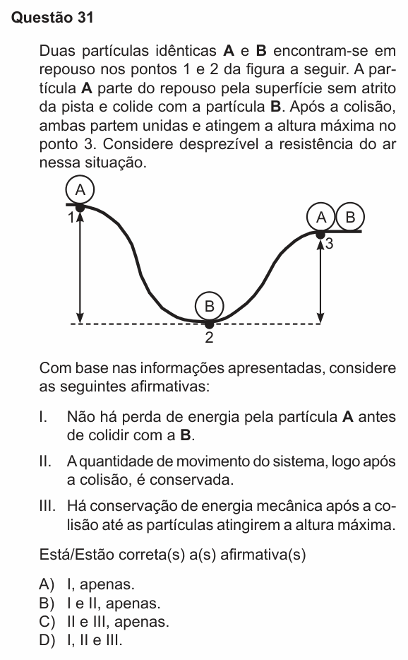 Enunciado da questão 31 de Física do PUC-RS 2022