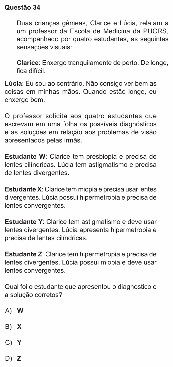 Enunciado da questão 34 de Física do PUC-RS 2022