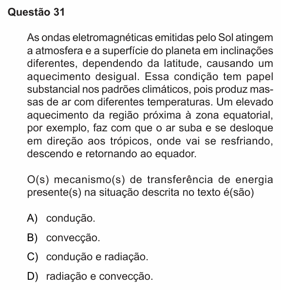 Enunciado da questão 31 de Física do PUC-RS 2024