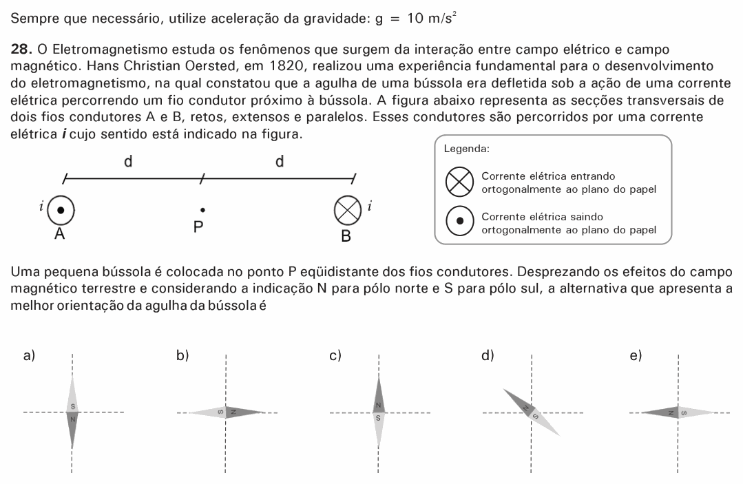 Enunciado da questão 28 de Física do PUC-SP 2007