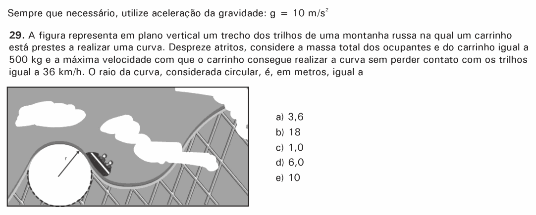 Enunciado da questão 29 de Física do PUC-SP 2007