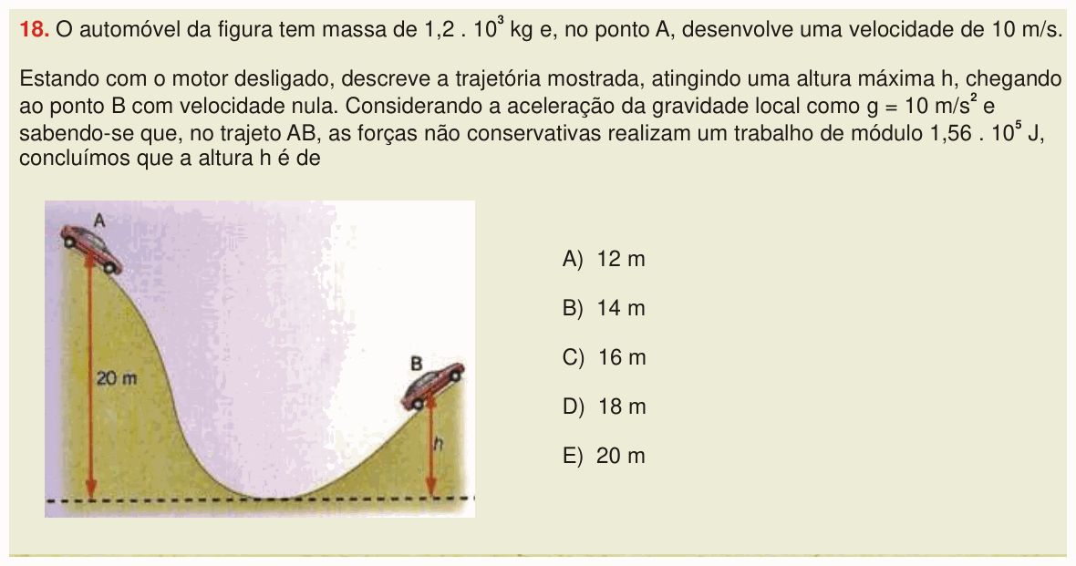 Enunciado da questão 18 de Física do PUC-SP 2008