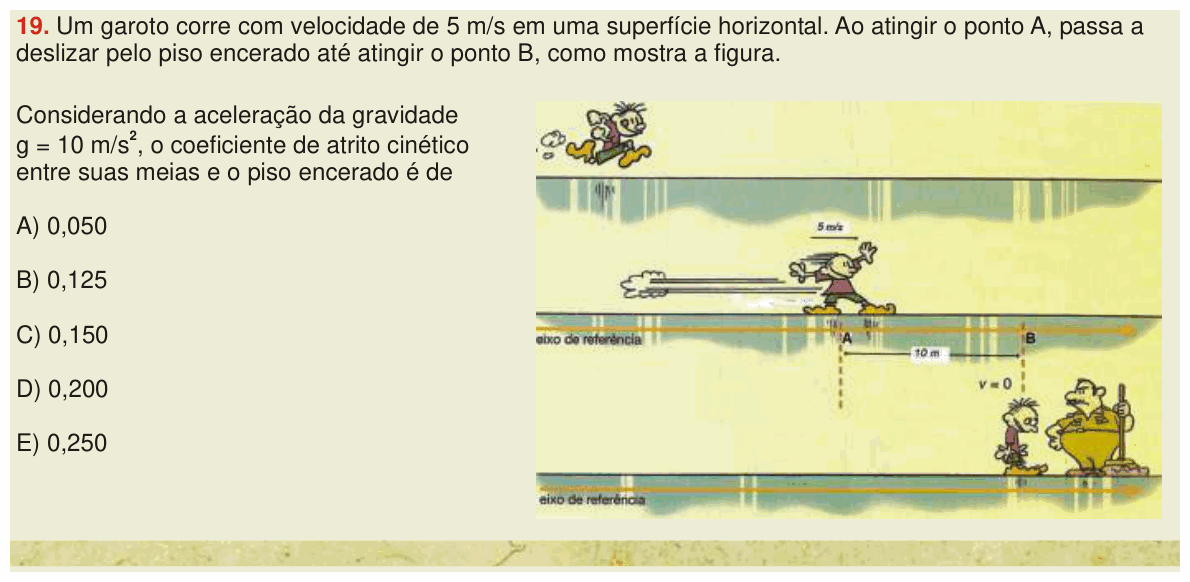 Enunciado da questão 19 de Física do PUC-SP 2008