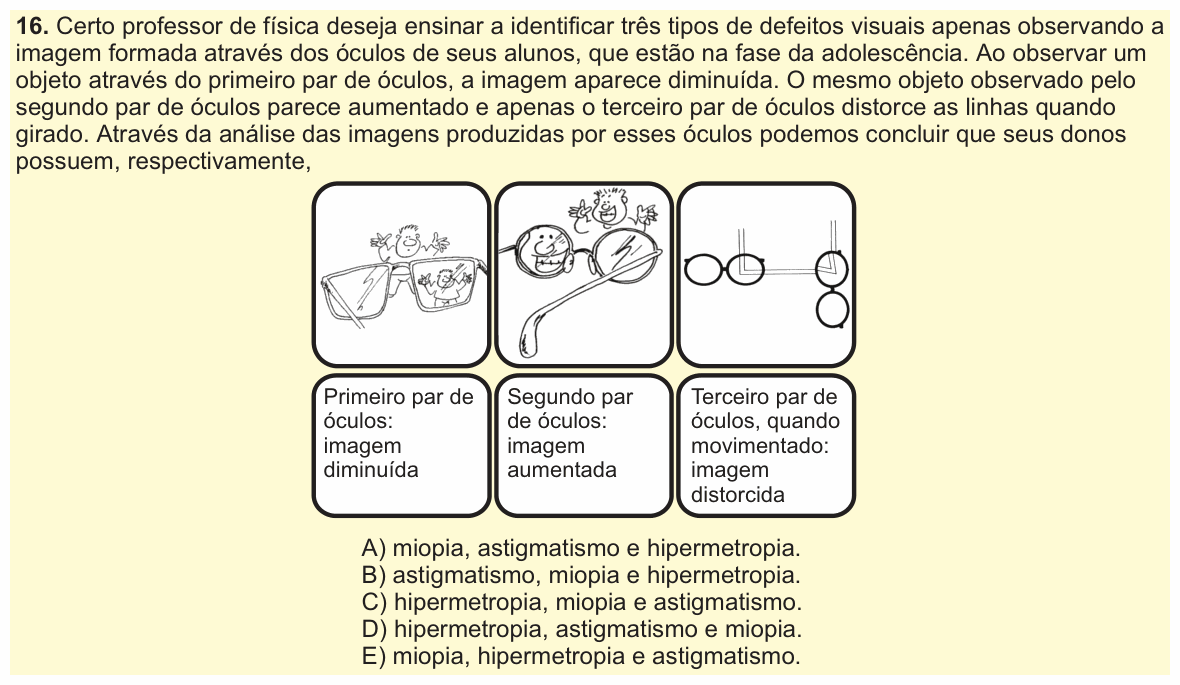 Enunciado da questão 16 de Física do PUC-SP 2009