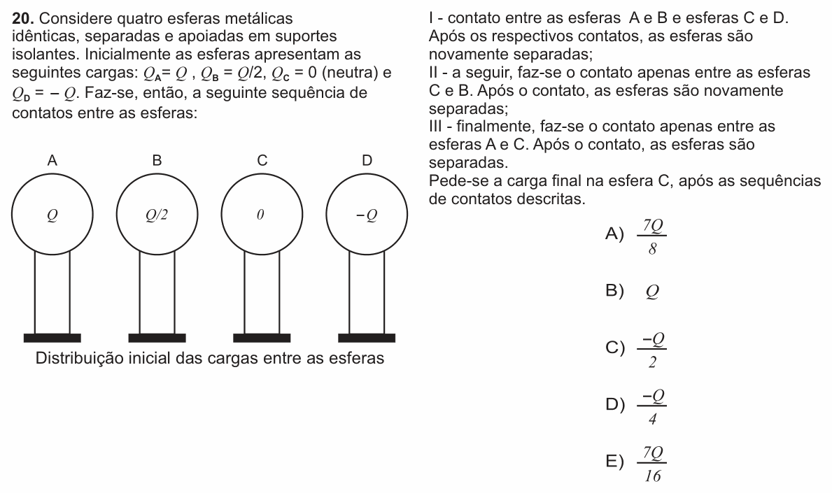 Enunciado da questão 20 de Física do PUC-SP 2010 (inverno)
