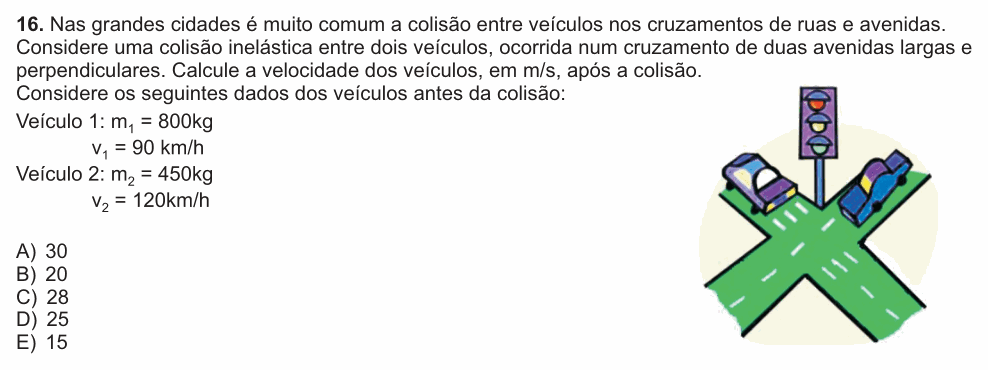 Enunciado da questão 16 de Física do PUC-SP 2010