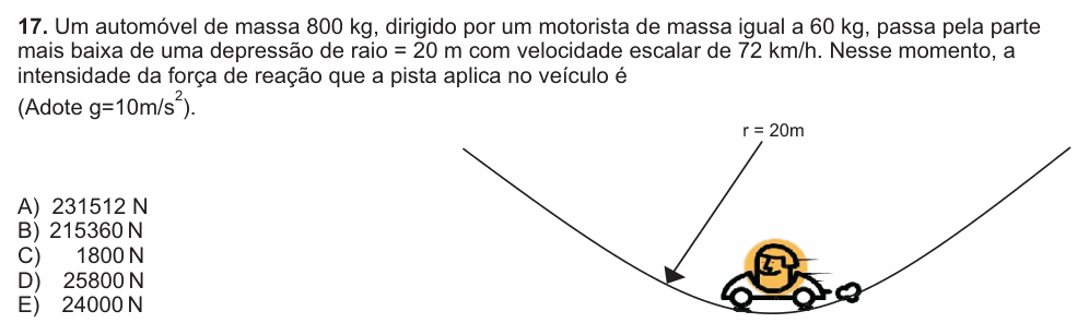 Enunciado da questão 17 de Física do PUC-SP 2010