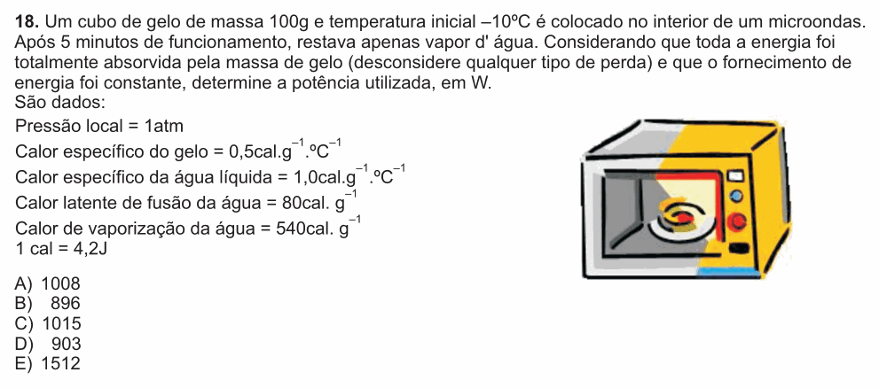 Enunciado da questão 18 de Física do PUC-SP 2010