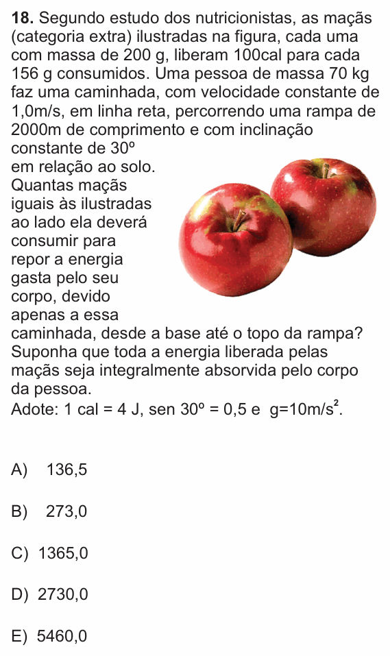 Enunciado da questão 18 de Física do PUC-SP 2011 (inverno)